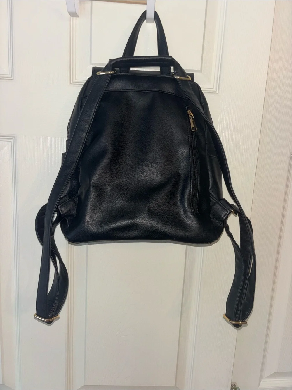 Classic Black Leather Women's Backpack